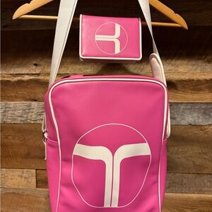 Trina Turk Pink and White Bag with Pouch